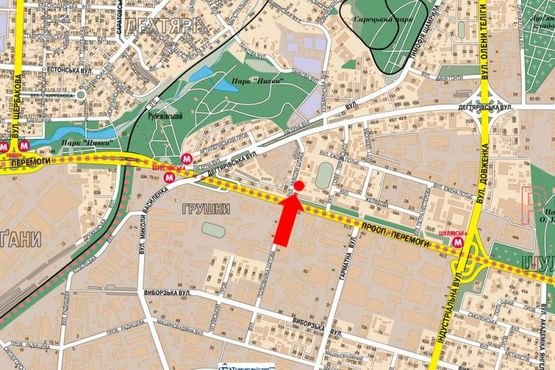 Схема рекламной плоскости по адресу Шпака ул., 2, зеленая зона, в сторону Дегтяревская ул.