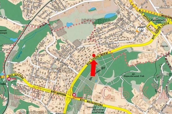 Схема рекламной плоскости по адресу Телиги ул., 41, в сторону ст. м. "Почайна" (бывш. ст. м. "Петровка")