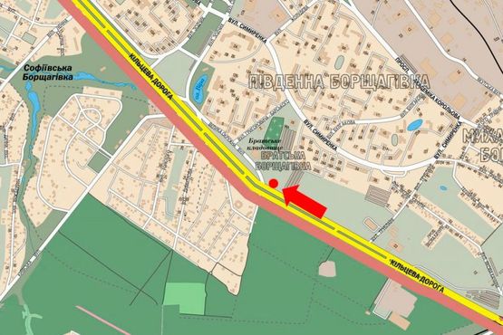 Схема рекламної площини за адресою Кольцевая дорога / Григоровича-Барского ул., в сторону Победы пр.
