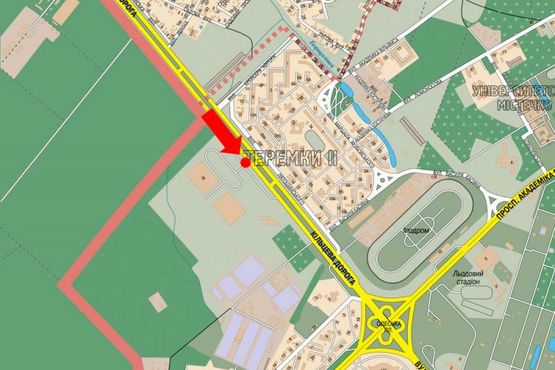 Схема рекламної площини за адресою Кольцевая дорога / Лятошинского ул., 14, супермаркет "Эпицентр", в сторону Одесская пл.