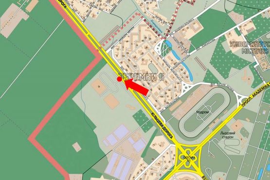 Схема рекламной плоскости по адресу Кольцевая дорога / Лятошинского ул., 14, супермаркет "Эпицентр", в сторону Победы пр.