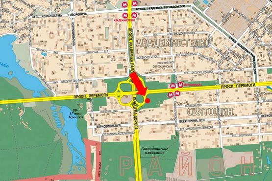 Схема рекламної площини за адресою Кольцевая дорога, съезд с Победы пр.