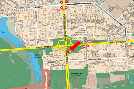 Схема рекламной плоскости по адресу Кольцевая дорога, съезд с Победы пр.