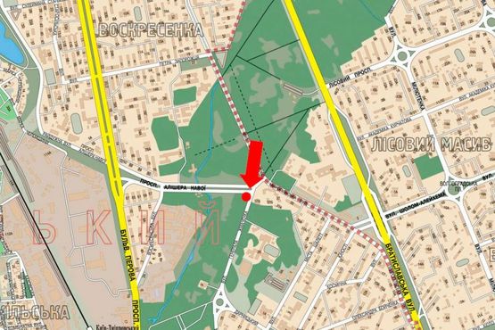 Схема рекламной плоскости по адресу Жмаченка ул., 37, напротив по Миропольская ул., в сторону Дарницкий бул.