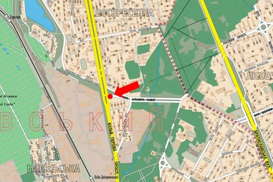 Схема рекламной плоскости по адресу Навои пр., 88, напротив, в сторону Перова бул.