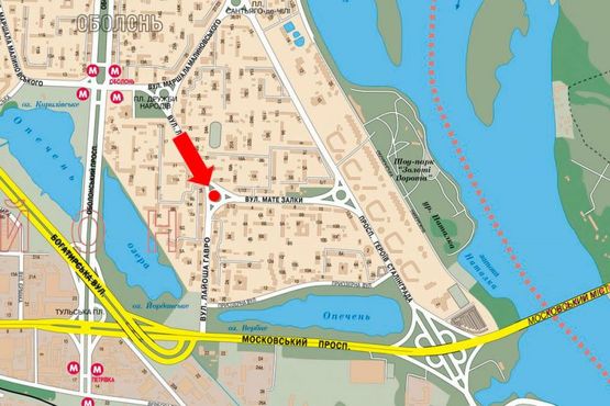 Схема рекламной плоскости по адресу Иорданская ул. (бывш. Гавро ул.), 14 / Архипенка ул. (бывш. Залки ул.), в сторону Бандеры пр. (бывш. Московский пр.)