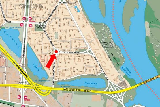 Схема рекламної площини за адресою Иорданская ул. (бывш. Гавро ул.), 14 / Архипенка ул. (бывш. Залки ул.), в сторону Малиновского ул.