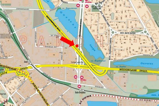 Схема рекламной плоскости по адресу Богатырская ул. / Оболонский пр., в сторону Бандеры пр. (бывш. Московский пр.)