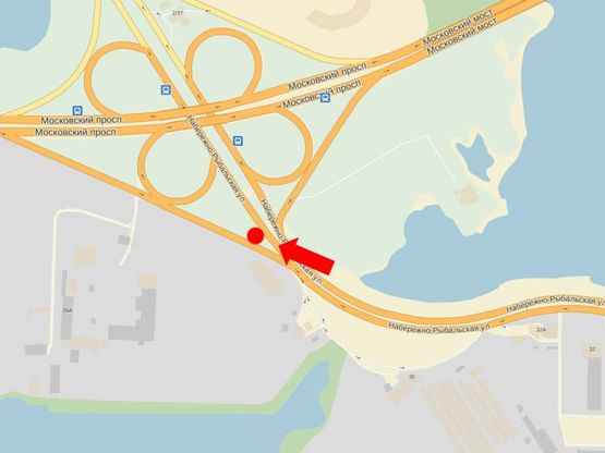 Схема рекламной плоскости по адресу Набережно-Рыбальская ул., 200м до Бандеры пр. (бывш. Московский пр.), в сторону Оболони, мост Московский