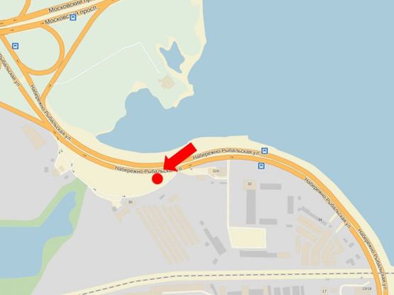 Схема рекламной плоскости по адресу Набережно-Рыбальская ул., 510м до Бандеры пр. (бывш. Московский пр.), в сторону Оболони