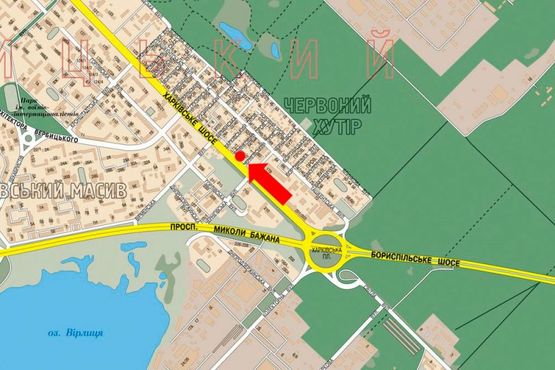 Схема рекламной плоскости по адресу Харьковское шоссе / Ялынковый пер., в сторону Дарницкая пл. (бывш. Ленинградская пл.)