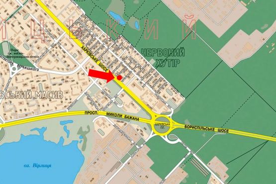 Схема рекламної площини за адресою Харьковское шоссе / Ялынковый пер., в сторону Харьковская пл.