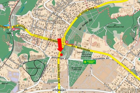 Схема рекламной плоскости по адресу Телиги ул. / Дорогожицкая ул., в сторону ст. м. "Шулявская"