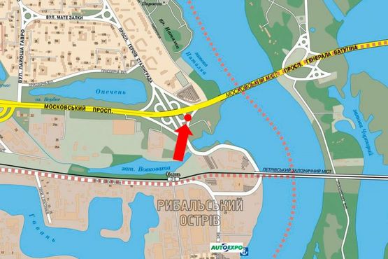 Схема рекламної площини за адресою Электриков ул., заезд с Электриков ул. на мост Московский, в сторону левого берега