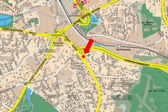 Схема рекламной плоскости по адресу Науки пр., заезд с Саперно-Слободская ул. на Науки пр.