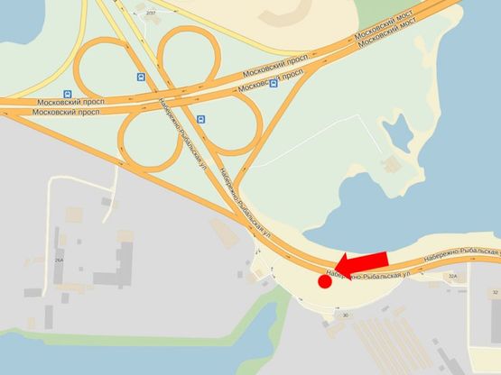 Схема рекламной плоскости по адресу Набережно-Рыбальская ул., 420м от Бандеры пр. (бывш. Московский пр.), в сторону Героев Сталинграда пр.