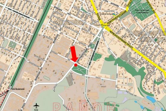 Схема рекламної площини за адресою Воздухофлотский пр. / Винницкая ул., на светофоре, в сторону аэропорт "Киев"