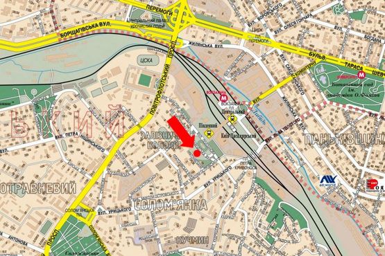 Схема рекламной плоскости по адресу Кирпы ул., 5, супермаркет "Novus", напротив Южного вокзала, в сторону Липковского ул. (бывш. ул. Урицкого)