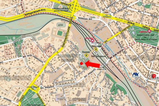 Схема рекламної площини за адресою Кирпы ул., 5, супермаркет "Novus", напротив Южного вокзала, в сторону Воздухофлотский пр.