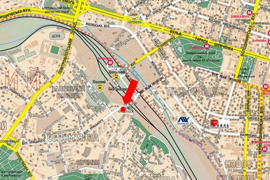 Схема рекламной плоскости по адресу Липковского ул. (бывш. Урицкого ул.), 1, супермаркет "Велика Кишеня", в сторону Соломенская пл.