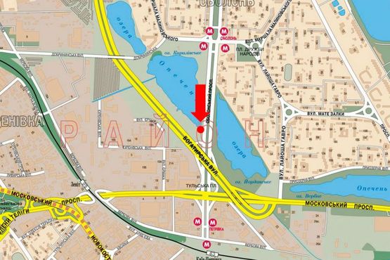 Схема рекламної площини за адресою Оболонский пр., возле АЗС "ТНК", в сторону ст. м. "Почайна" (бывш. ст. м. "Петровка")