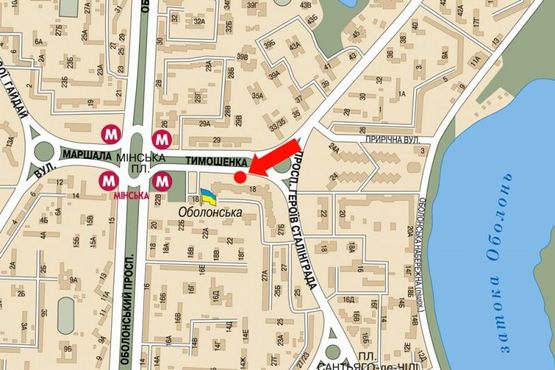 Схема рекламной плоскости по адресу Тимошенко ул., 18 / Героев Сталинграда пр., в сторону Оболонский пр.