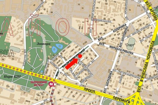Схема рекламной плоскости по адресу Василевской ул., 12/16, напротив, разделитель, в сторону Довнар-Запольского ул.