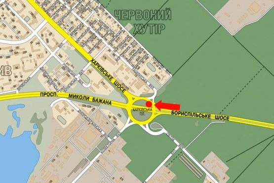 Схема рекламной плоскости по адресу Харьковская пл., напротив Ташкентская ул., в сторону Харьковское шоссе, Бажана пр., центра, правая