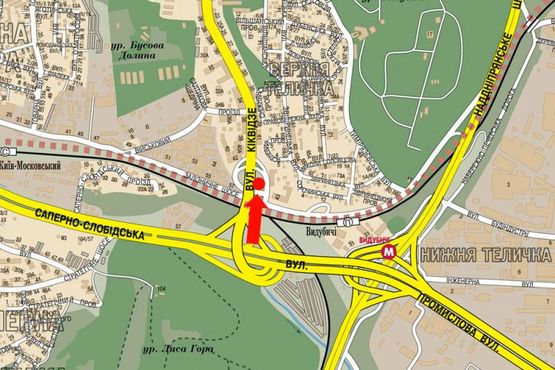 Схема рекламної площини за адресою Бойчука ул. (бывш. Киквидзе ул.) / Железнодорожное шоссе, мост, в сторону Украинки бул.