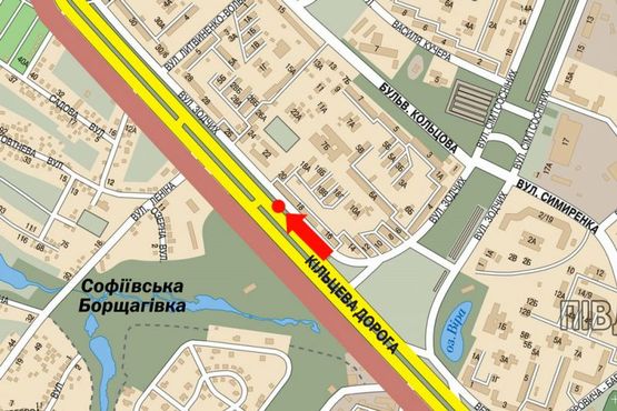 Схема рекламної площини за адресою Кольцевая дорога / Зодчих ул., 18, напротив, в сторону Победы пр., правая