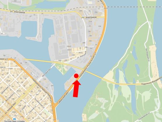 Схема рекламной плоскости по адресу Набережно-Рыбальская ул., 130м за мост Гаванский, в сторону Оболони