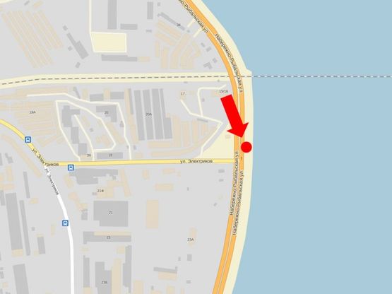 Схема рекламної площини за адресою Набережно-Рыбальская ул., 50м до перекрестка с Электриков ул., в сторону Подола, Электриков ул.