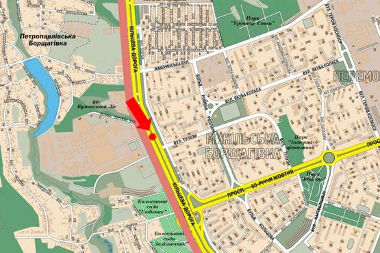 Схема рекламної площини за адресою Кольцевая дорога, разделитель, напротив супермаркетов "Ашан", "Эльдорадо", в сторону Теремков, правая