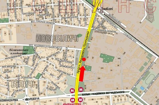 Схема рекламної площини за адресою Палладина пр., 44, в сторону ТРЦ "Лавина", супермаркета "Эпицентр"