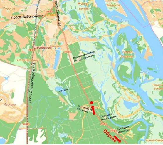 Схема рекламної площини за адресою Столичное шоссе, остановка Конча-Заспа, в сторону Киева
