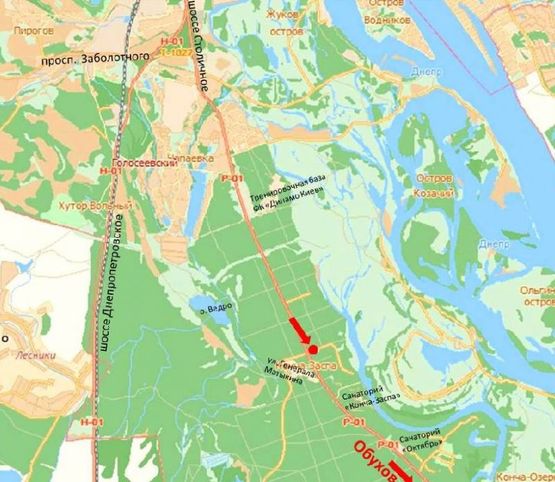 Схема рекламної площини за адресою Столичное шоссе, остановка Конча-Заспа, в сторону Конча-Заспа