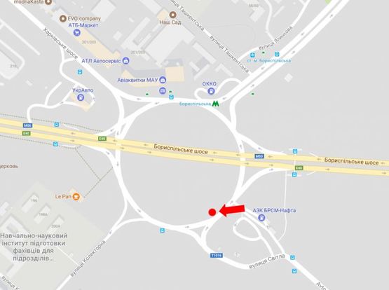 Схема рекламної площини за адресою Харьковская пл. / Светлая ул., на кольце, правая