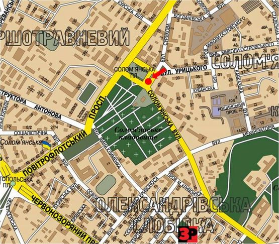 Схема рекламной плоскости по адресу Липковского ул. (бывш. Урицкого ул.) / ул. Соломенская, Соломенская пл., на светофоре