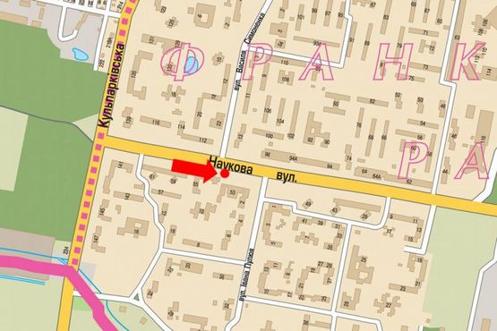 Схема рекламной плоскости по адресу Научная ул., 53, разделитель, возле супермаркета, в сторону Стрыйской ул.