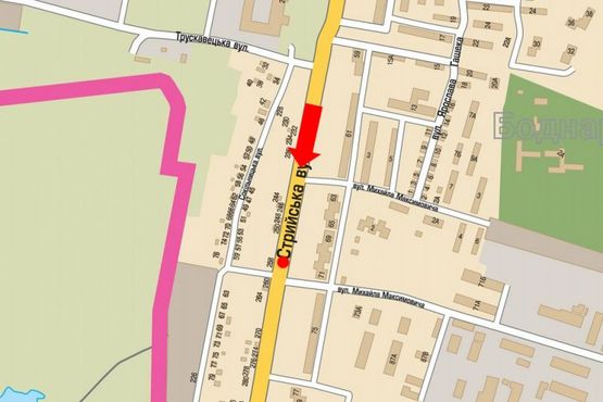 Схема рекламной плоскости по адресу Стрыйская ул., 258, разделитель, из центра