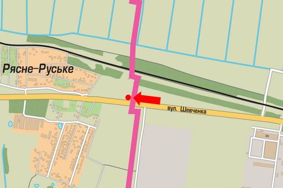 Схема рекламной плоскости по адресу Шевченко ул., выезд из города, возле кольцевой дороги