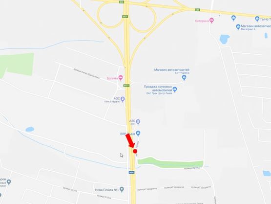 Схема рекламной плоскости по адресу Трасса Львов-Ивано-Франковск, с. Солонка, выезд из города, со стороны с. Солонка