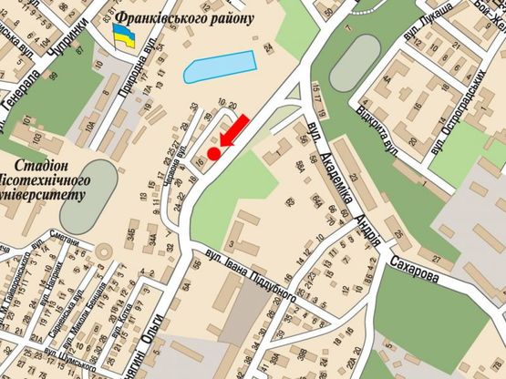 Схема рекламной плоскости по адресу Ольги Княгини ул., 16,  в сторону ул. В.Великого, универмага "Львов", "Фокстрота", "МакДональдз"