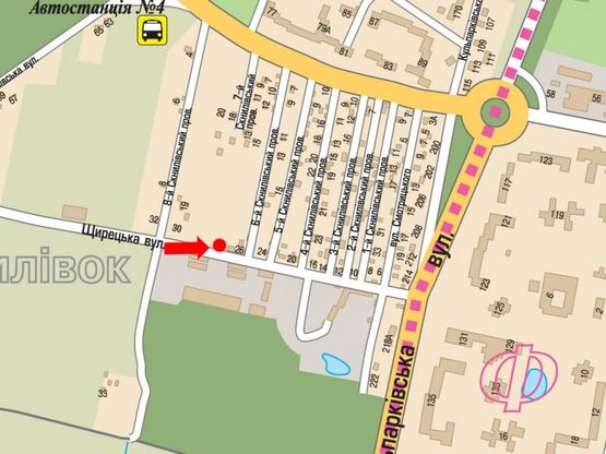 Схема рекламной плоскости по адресу Щирецкая ул., 7, возле супермаркета "Новая линия"