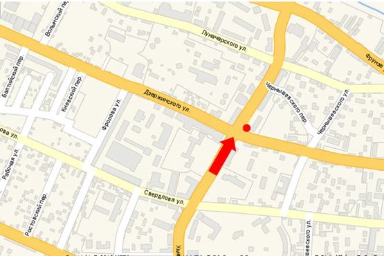 Схема рекламної площини за адресою Хмельницкого Б. пр. / ул. Дзержинского