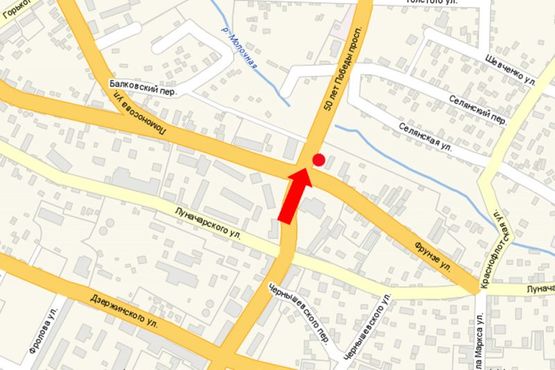 Схема рекламної площини за адресою 50-летия Победы пр. / ул. Фрунзе