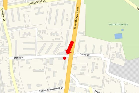 Схема рекламної площини за адресою 50-летия Победы пр. / ул. Гоголя