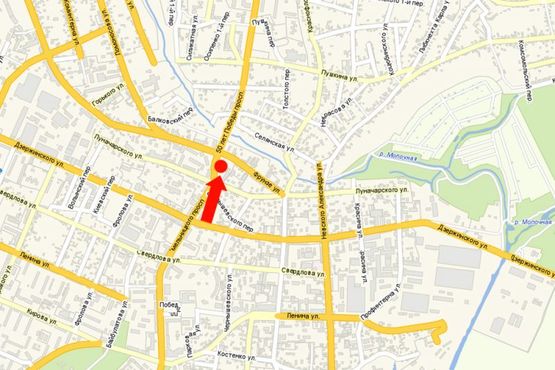 Схема рекламної площини за адресою Хмельницкого Б. пр., 1 / ул. Фрунзе