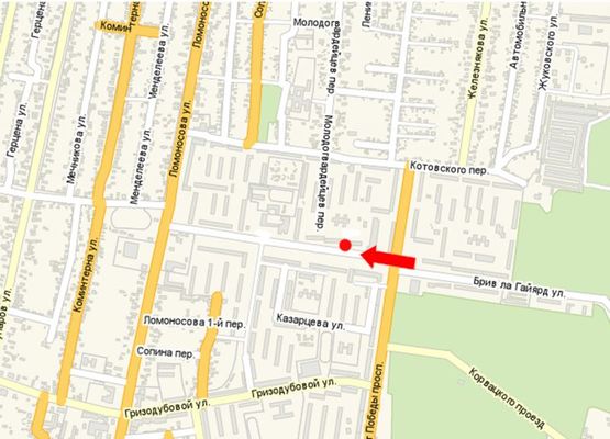 Схема рекламної площини за адресою 30-летия Победы бул., 2, в сторону ул. Ломоносова