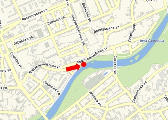 Схема рекламной плоскости по адресу Данилы Галицкого ул. / ул. Красноармейская, возле 1-го моста